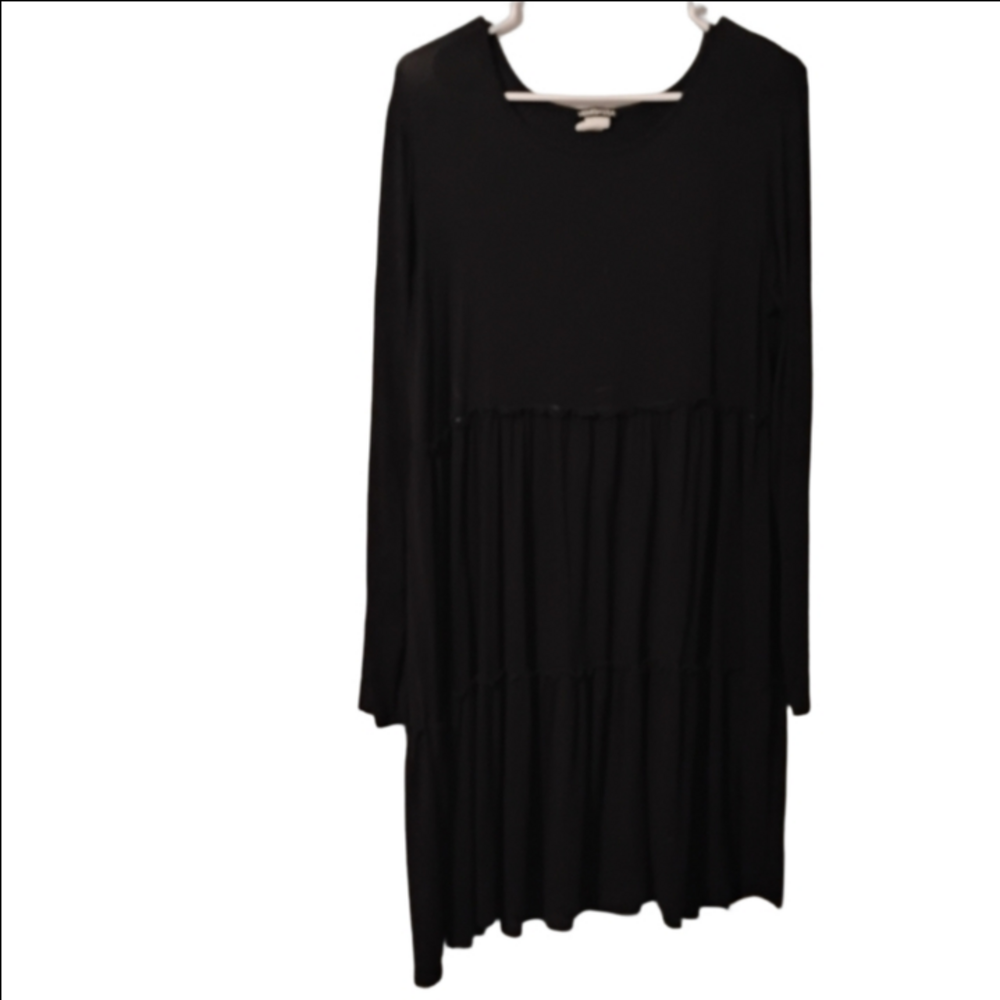 Hemishi Basic Black Long Sleeve Babydoll Dress